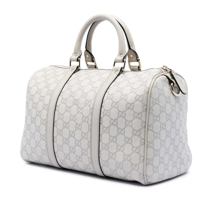Gucci Medium Guccissima Joy Boston Bag White Leather Very good condition - Back View