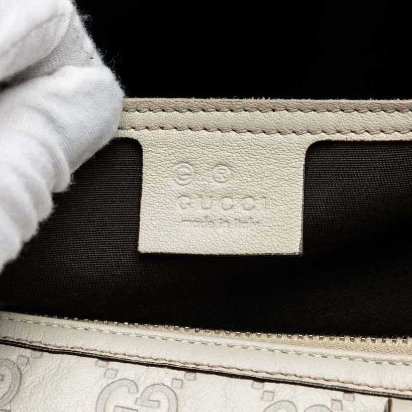 Gucci Medium Guccissima Joy Boston Bag White Leather Very good condition - Box View