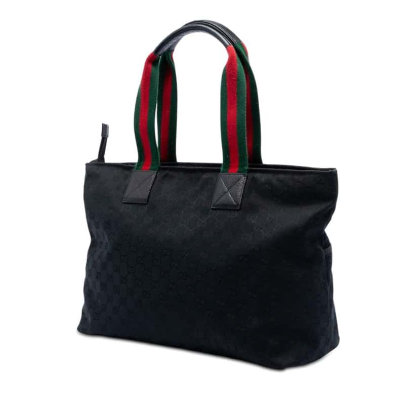 Gucci GG Canvas Web Tote Black Canvas Very good condition - Back View
