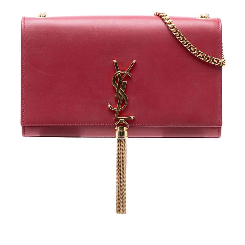Saint Laurent Medium Smooth Calfskin Classic Monogram Kate Tassel Crossbody Red Leather Very good condition - Front View