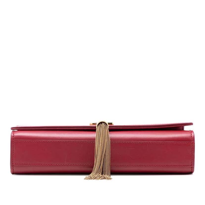 Saint Laurent Medium Smooth Calfskin Classic Monogram Kate Tassel Crossbody Red Leather Very good condition - Inside View