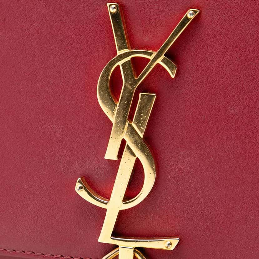 Saint Laurent Medium Smooth Calfskin Classic Monogram Kate Tassel Crossbody Red Leather Very good condition - Box View