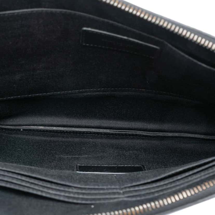 Saint Laurent Croc Embossed Leather Monogram Document Holder Black Leather Very good condition - Model View