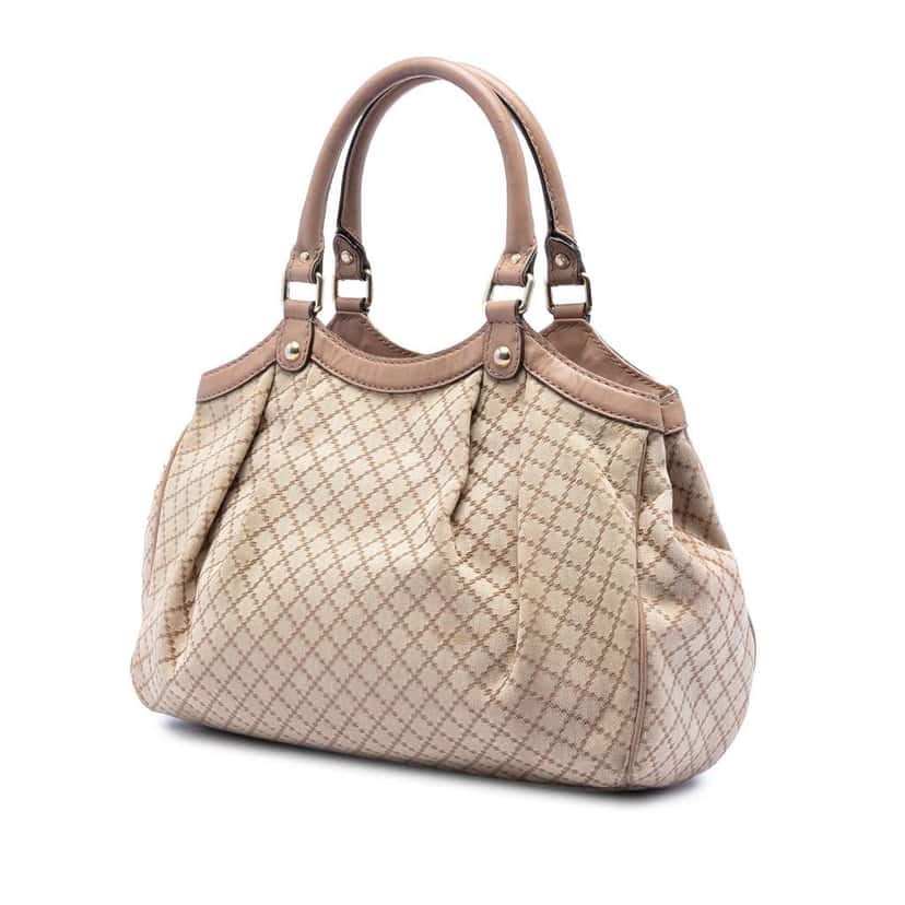 Gucci Medium Diamante Canvas Sukey Tote Beige Canvas Very good condition - Back View