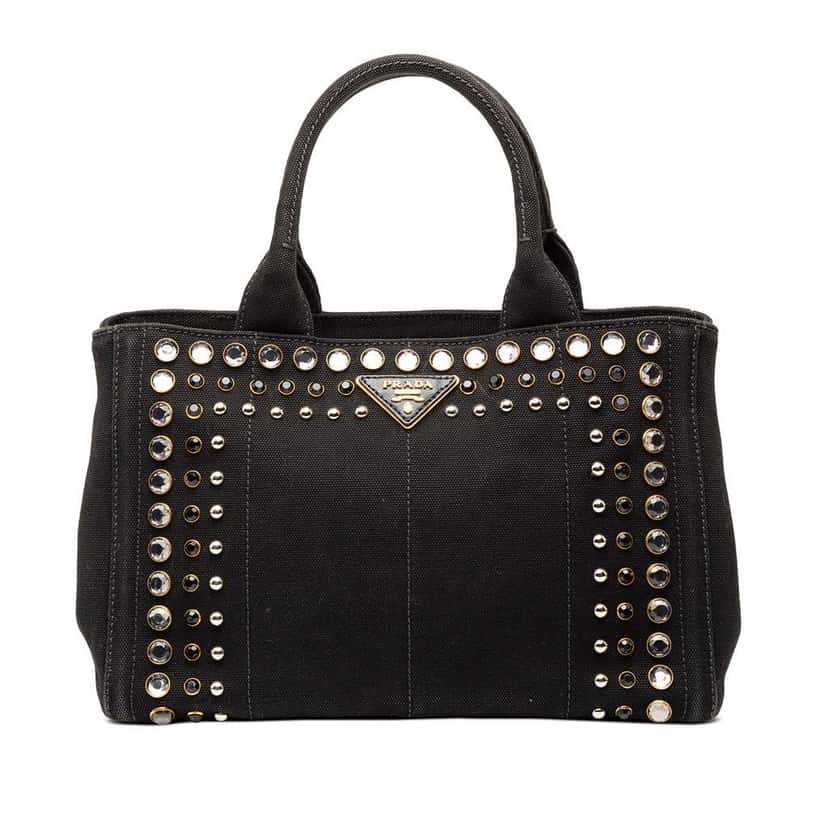 Prada Small Canvas Canapa Bijoux Satchel Black Canvas Very good condition - Front View