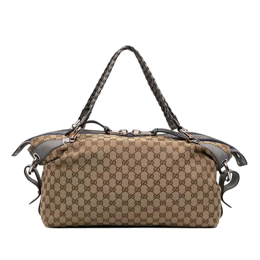 Gucci Medium GG Canvas Bamboo Bar Tote Beige Canvas Very good condition - Front View