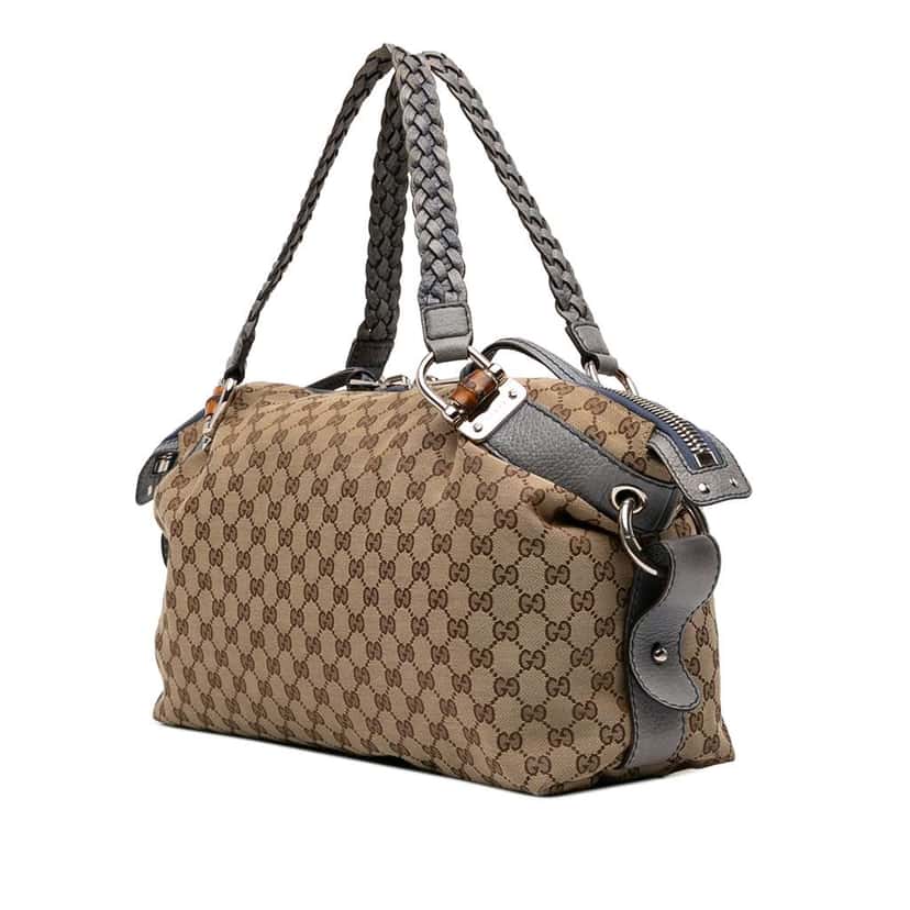 Gucci Medium GG Canvas Bamboo Bar Tote Beige Canvas Very good condition - Back View