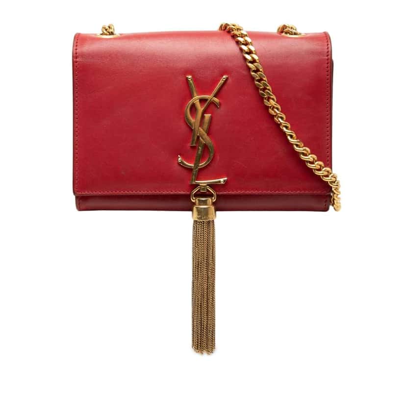 Saint Laurent Small Leather Monogram Kate Tassel Crossbody Red Leather Very good condition - Front View