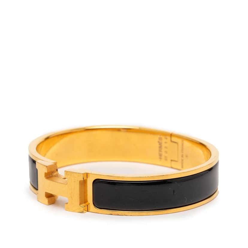 Hermès Narrow Enamel Clic H Bracelet PM Black Very good condition - Back View