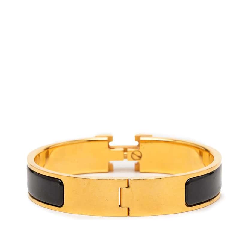 Hermès Narrow Enamel Clic H Bracelet PM Black Very good condition - Inside View