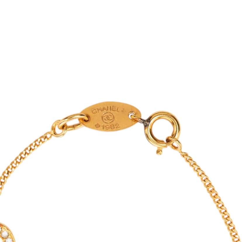 Chanel CC Gold Plated Rhinestone Bracelet Gold Metal Very good condition - Model View