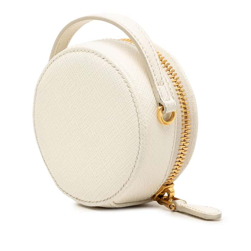 Prada Mini Saffiano Triangle Pouch White Leather Very good condition - Back View