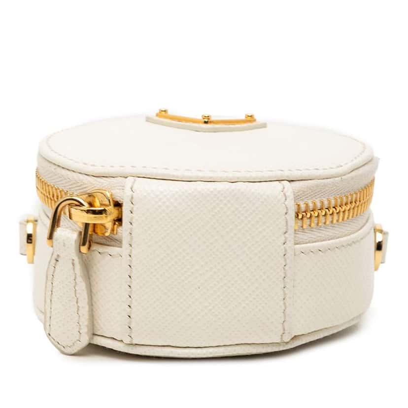 Prada Mini Saffiano Triangle Pouch White Leather Very good condition - Inside View