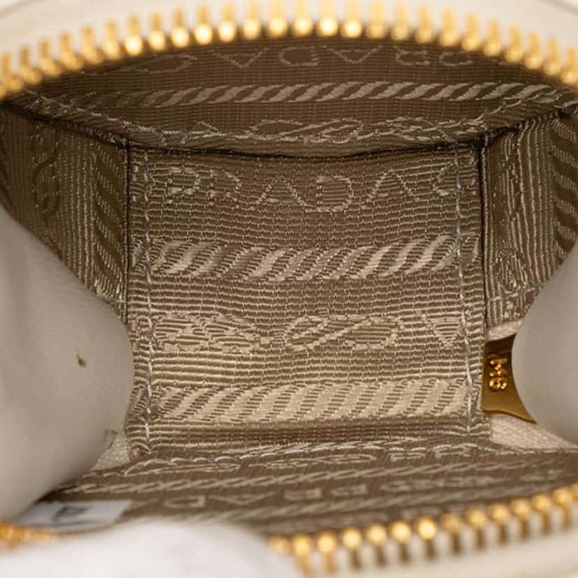 Prada Mini Saffiano Triangle Pouch White Leather Very good condition - Model View