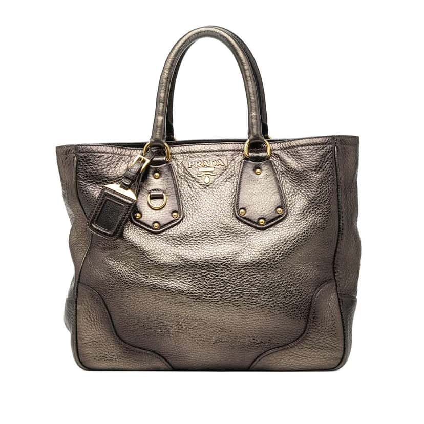 Prada Vitello Daino Antik Shopping Tote Brown Leather Very good condition - Front View