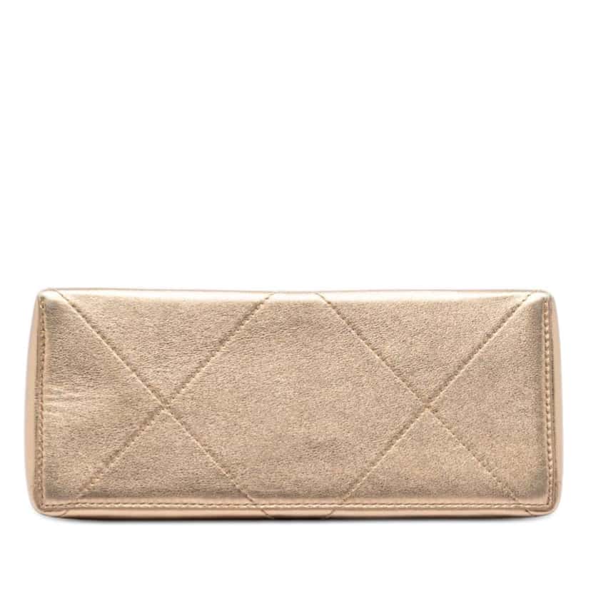 Chanel Small Calfskin Kiss Lock Frame Bag Gold Leather Very good condition - Inside View