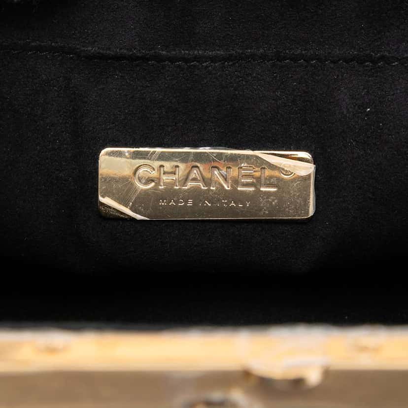 Chanel Small Calfskin Kiss Lock Frame Bag Gold Leather Very good condition - Box View