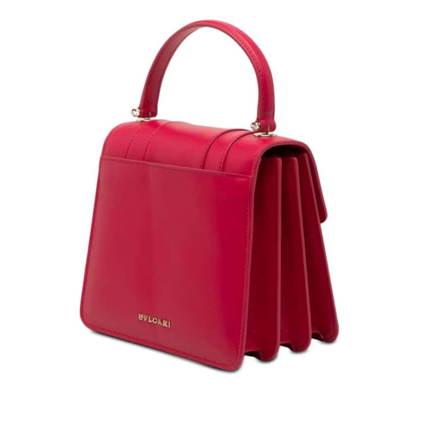 Bvlgari Small Calfskin Serpenti Forever Top Handle Bag Red Leather Very good condition - Back View