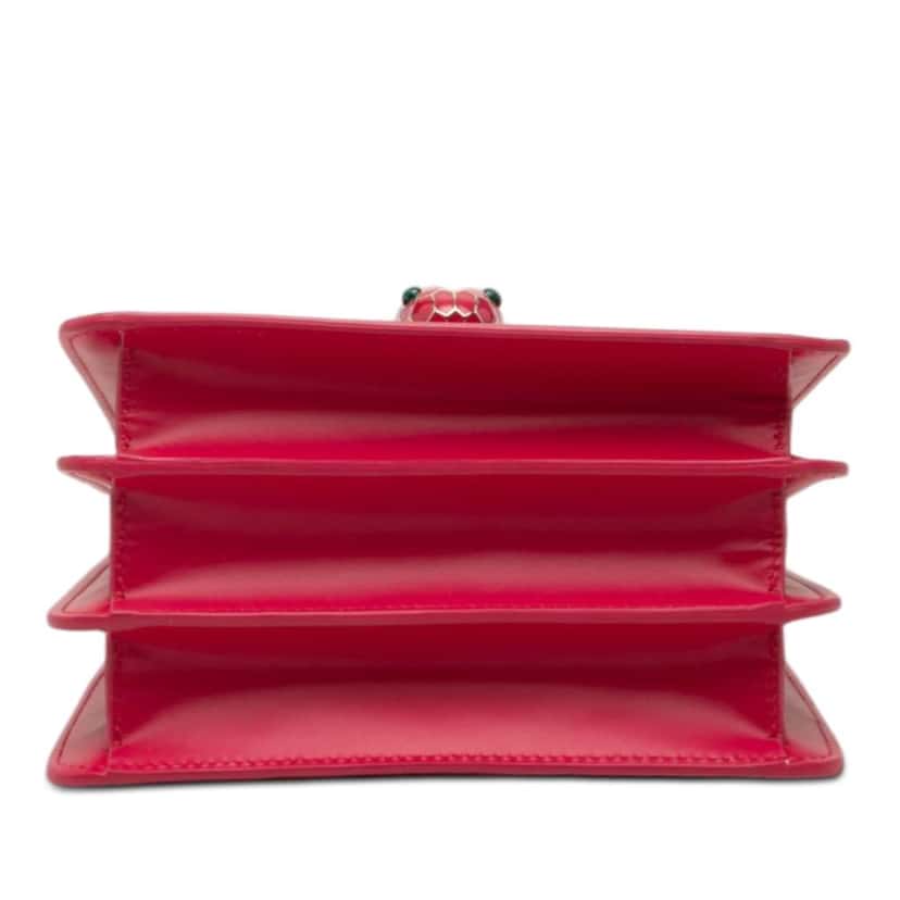 Bvlgari Small Calfskin Serpenti Forever Top Handle Bag Red Leather Very good condition - Inside View