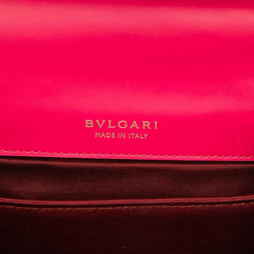 Bvlgari Small Calfskin Serpenti Forever Top Handle Bag Red Leather Very good condition - Box View