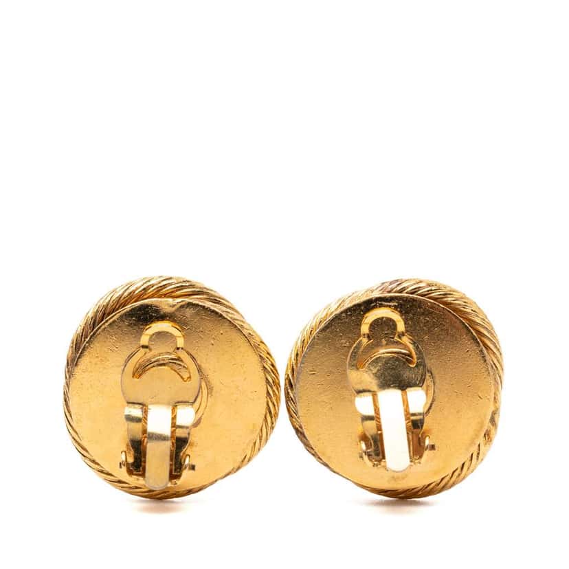 Chanel Gold Plated Faux Pearl Rope Twist Clip On Earrings Gold Metal Very good condition - Back View