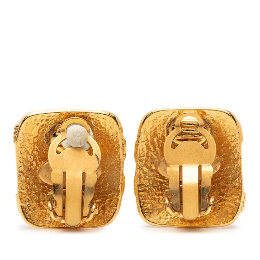 Chanel Gold Plated Wrapped CC Clip On Earrings Gold Metal Very good condition - Back View