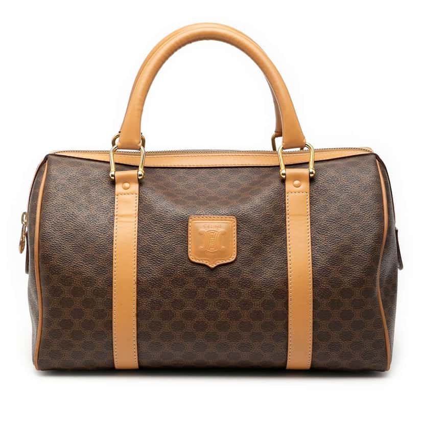 Celine Macadam Coated Canvas Boston Bag Brown Canvas Very good condition - Front View