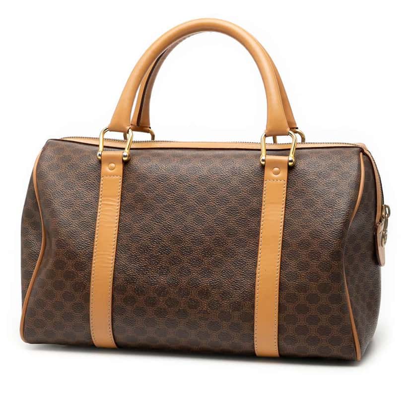 Celine Macadam Coated Canvas Boston Bag Brown Canvas Very good condition - Back View