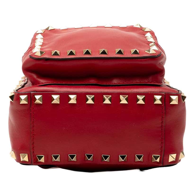 Valentino Mini Calfskin Rockstud Backpack Red Leather Very good condition - Inside View