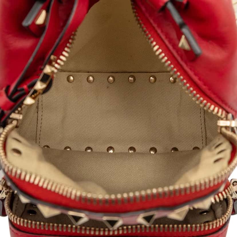 Valentino Mini Calfskin Rockstud Backpack Red Leather Very good condition - Model View