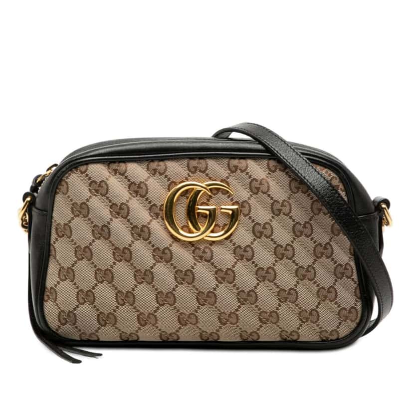 Gucci Small GG Marmont Matelasse GG Canvas and Leather Crossbody Beige Good condition - Front View