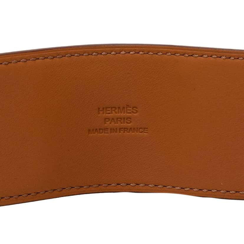 Hermès Palladium Plated Epsom Collier de Chien Bracelet T1 Brown Leather Very good condition - Model View