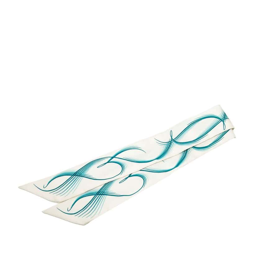 Hermès 24 Faubourg Silk Twilly Scarf White Silk Very good condition - Front View
