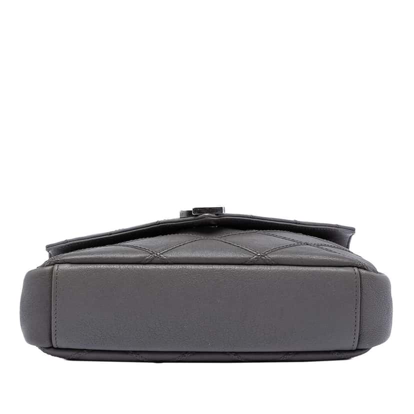 Saint Laurent Medium Quilted Diamond Calfskin Monogram College Satchel Grey Leather Very good condition - Inside View