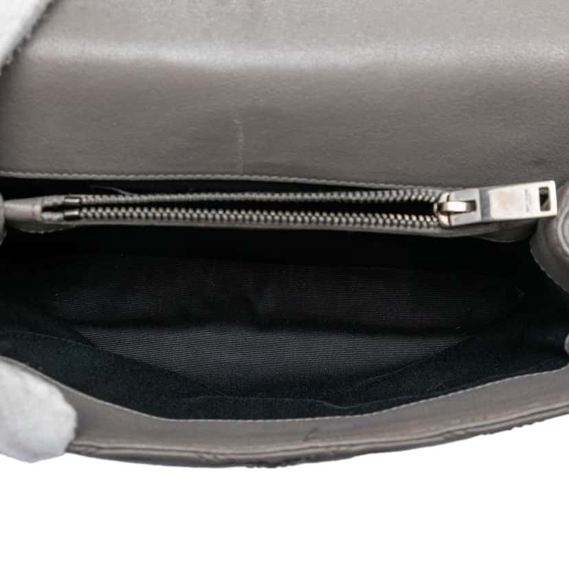 Saint Laurent Medium Quilted Diamond Calfskin Monogram College Satchel Grey Leather Very good condition - Model View