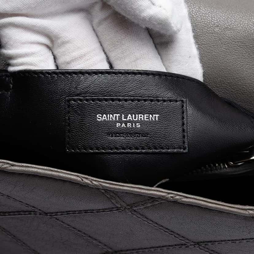 Saint Laurent Medium Quilted Diamond Calfskin Monogram College Satchel Grey Leather Very good condition - Box View