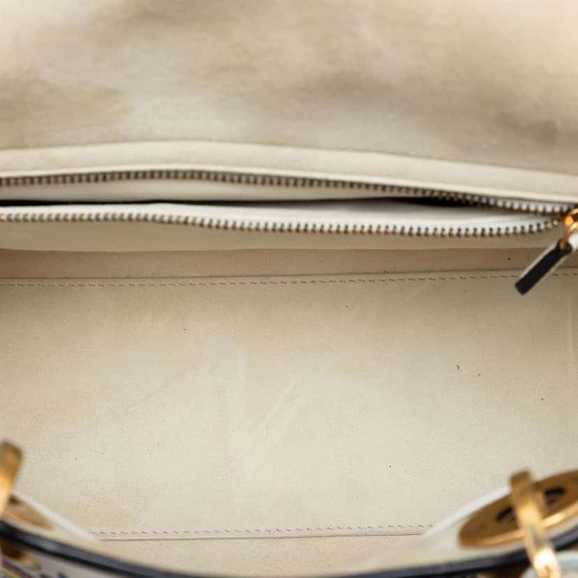 Dior Niki de Saint Phalle Medium Calfskin Vive L amour Lady Dior White Leather Very good condition - Model View