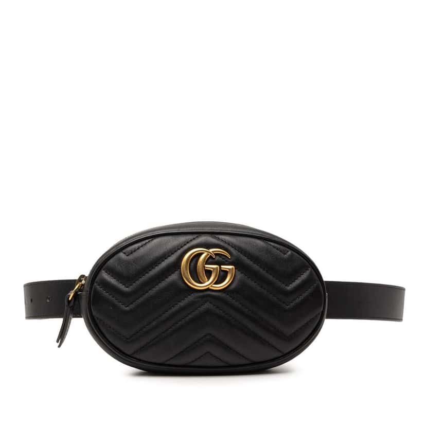 Gucci GG Marmont Matelasse Leather Belt Bag Black Leather Very good condition - Front View