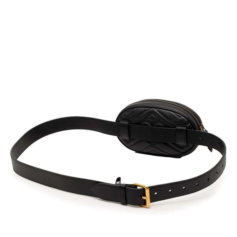Gucci GG Marmont Matelasse Leather Belt Bag Black Leather Very good condition - Back View