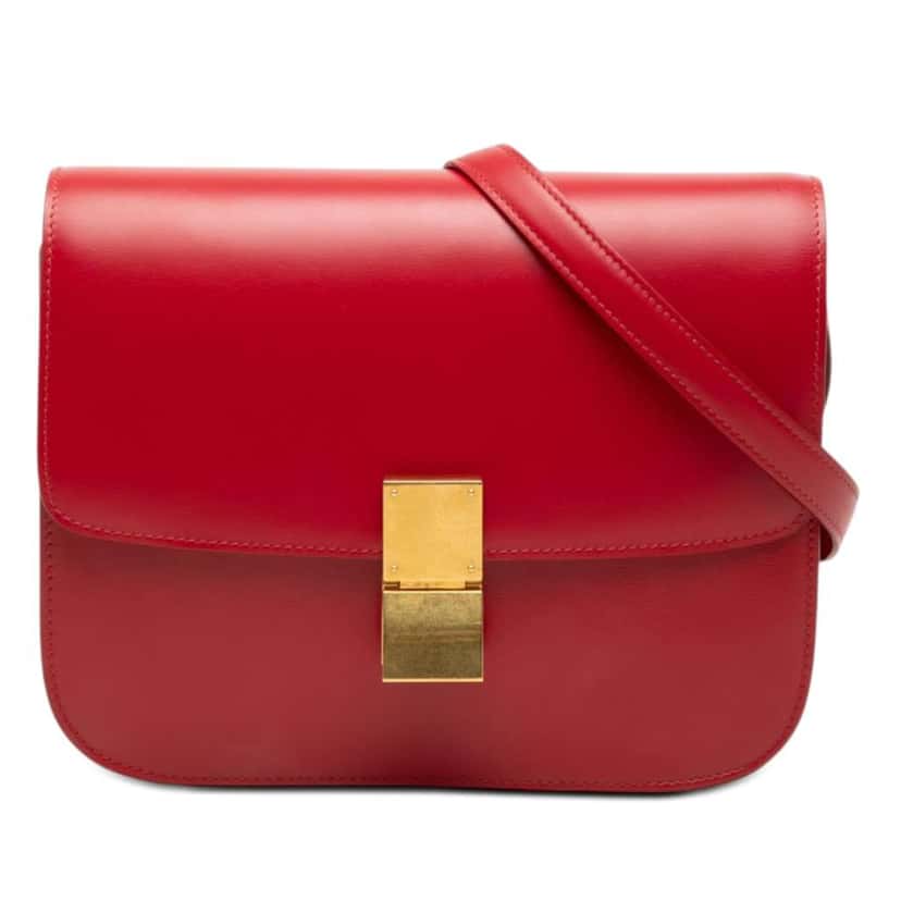 Celine Medium Calfskin Classic Box Red Leather Very good condition - Front View