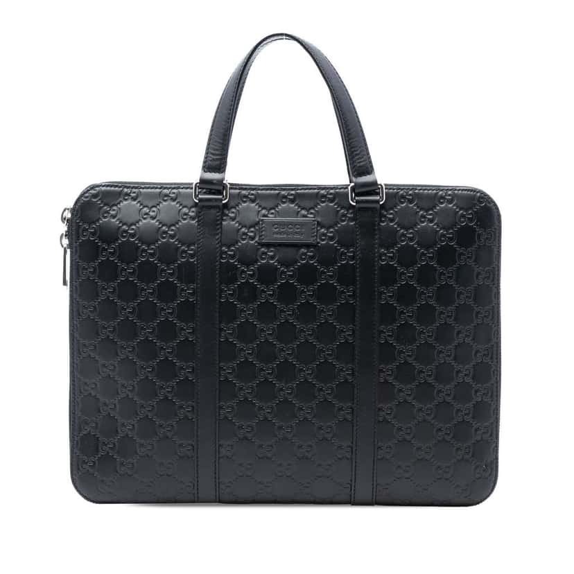 Gucci Guccissima Business Bag Black Leather Very good condition - Front View