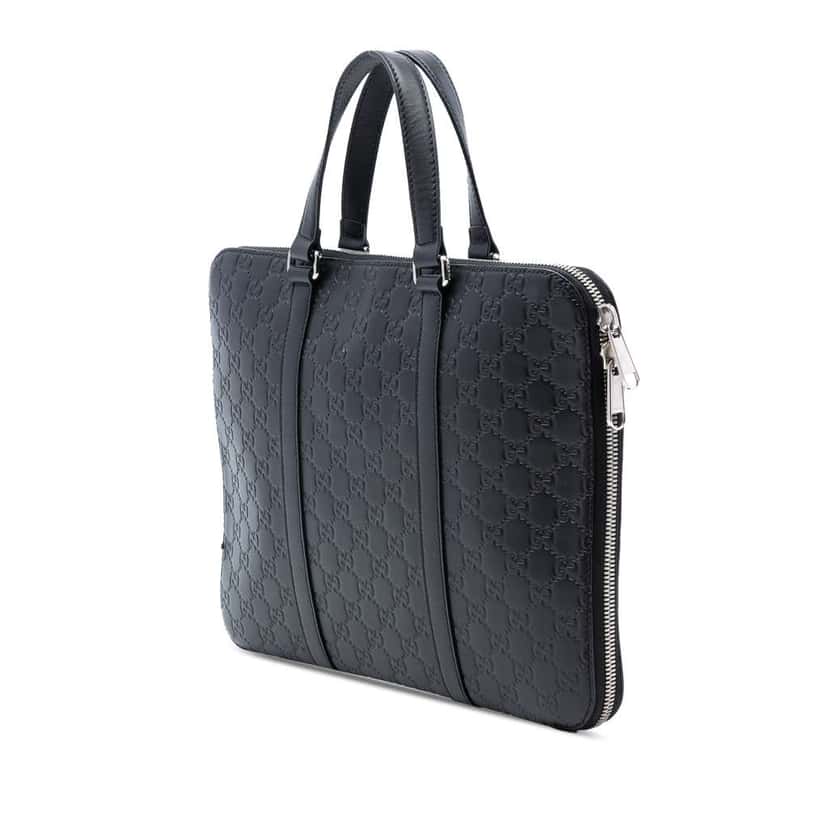 Gucci Guccissima Business Bag Black Leather Very good condition - Back View