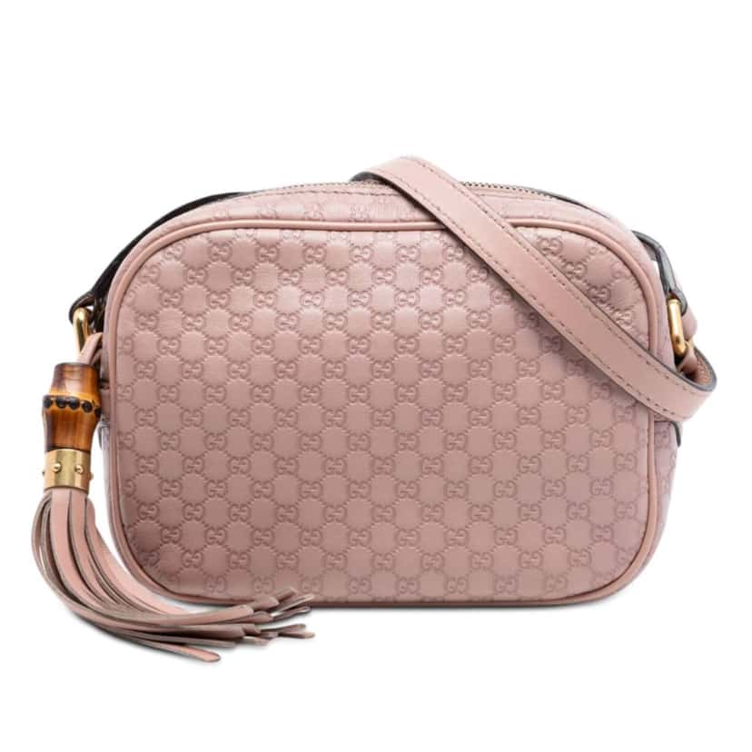Gucci Metallic Microguccissima Sunshine Disco Camera Bag Pink Leather Very good condition - Front View