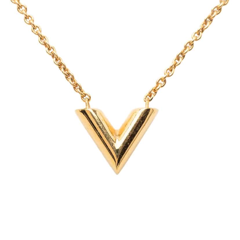 Louis Vuitton Gold Plated Essential V Necklace Gold Metal Very good condition - Inside View