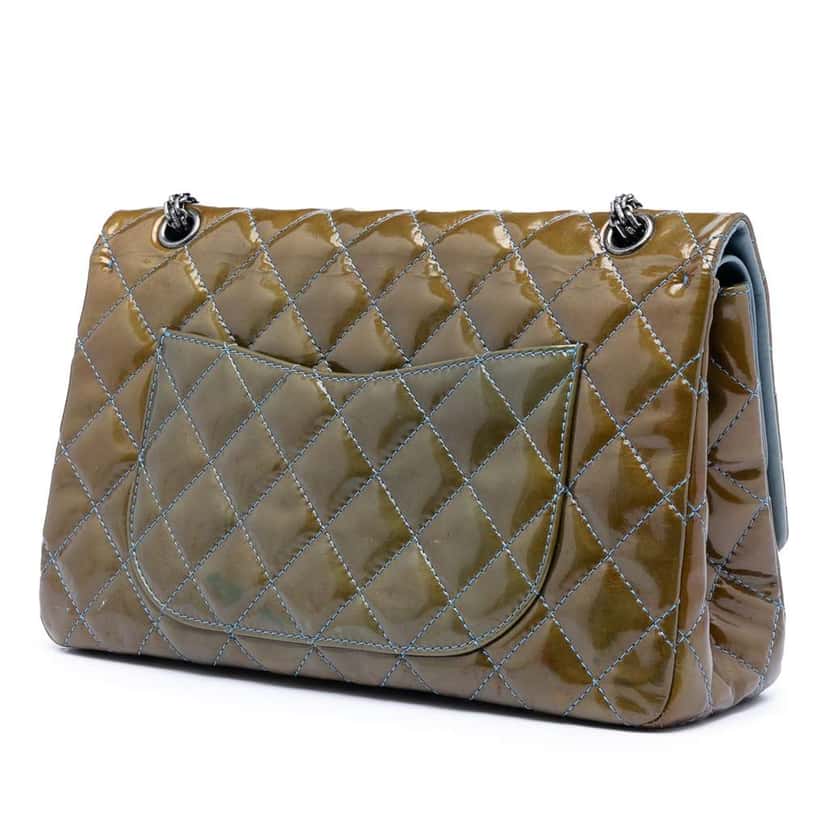 Chanel Quilted Patent Reissue 2.55 Double Flap 227 Brown Leather Very good condition - Back View