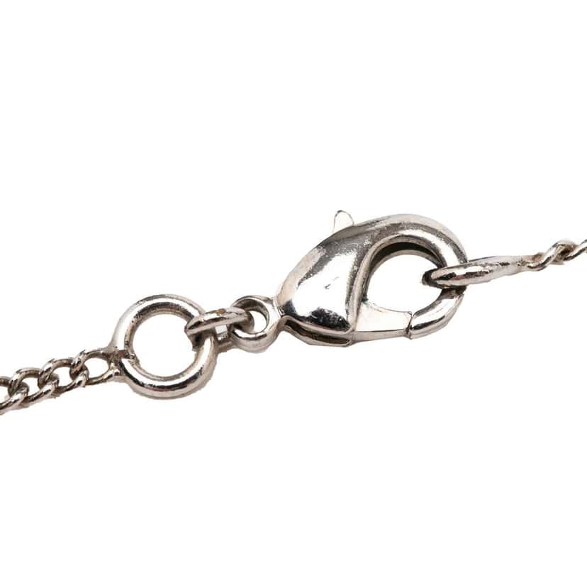 Chanel CC Silver Plated Rhinestone Pendant Necklace Silver Metal Very good condition - Inside View