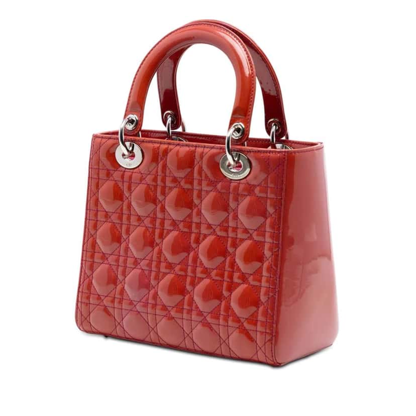 Dior Medium Patent Cannage Lady Dior Red Leather Very good condition - Back View