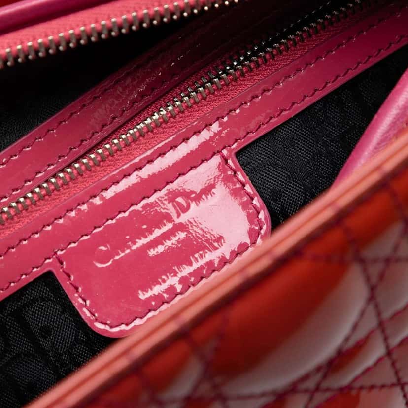 Dior Medium Patent Cannage Lady Dior Red Leather Very good condition - Box View