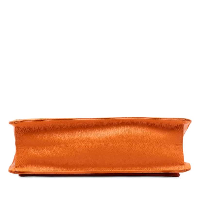 Chanel Quilted Caviar Retro Class Flap Orange Leather Very good condition - Inside View