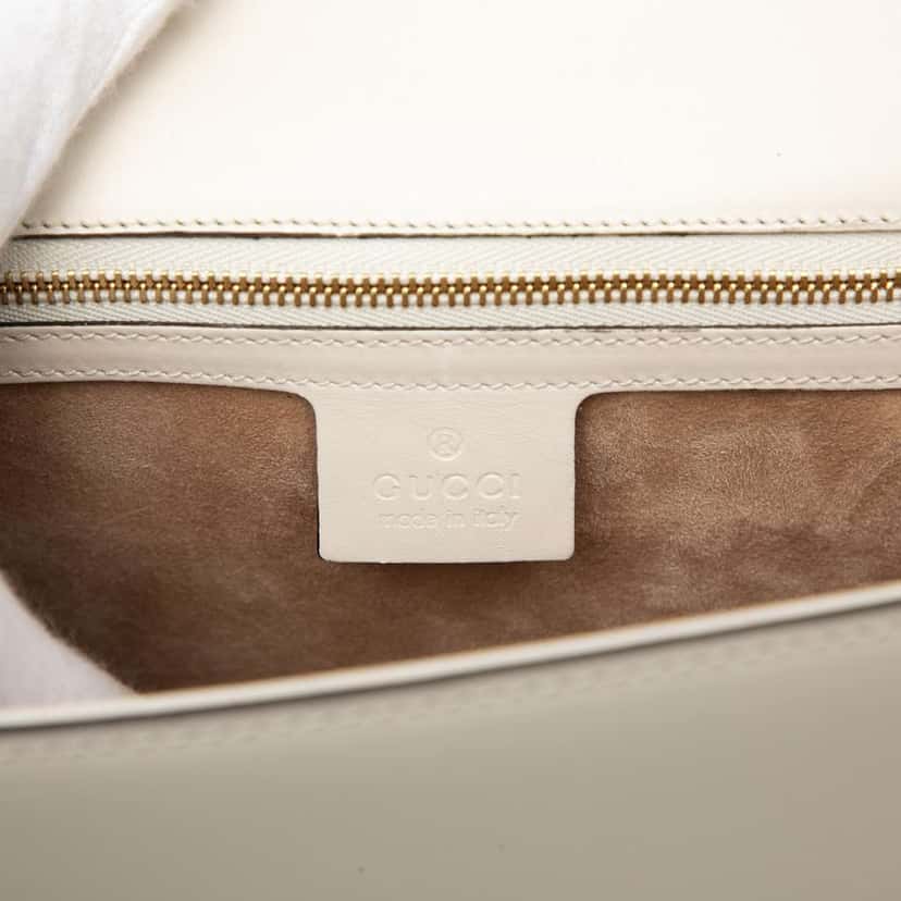 Gucci Small Leather Sylvie Web Satchel White Leather Very good condition - Box View